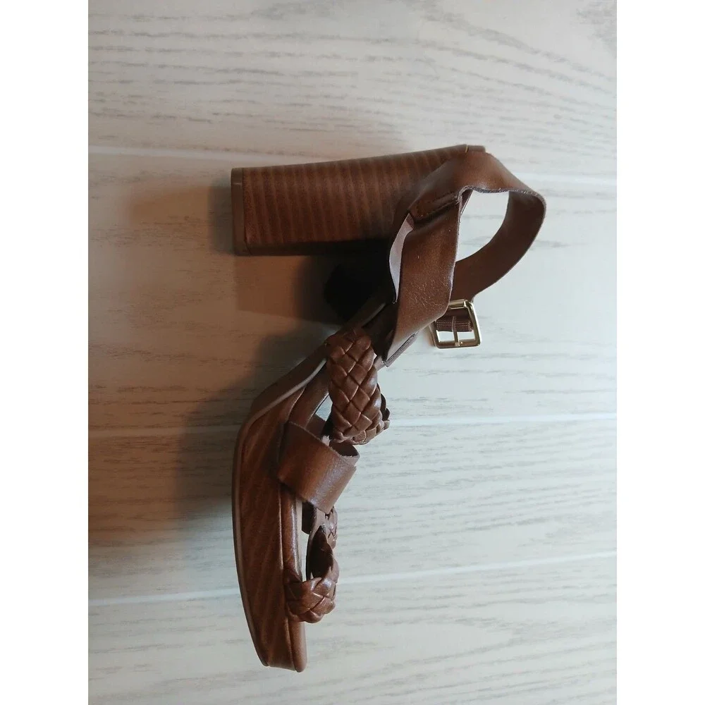 American Eagle Women’s Brown Strappy Open Toe Block Heel Sandals Buckle Size 9